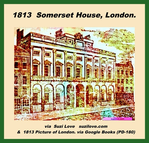 somerset_1813 Somerset House, London. From- 1813 Picture of London. via Google Books (PD-180)