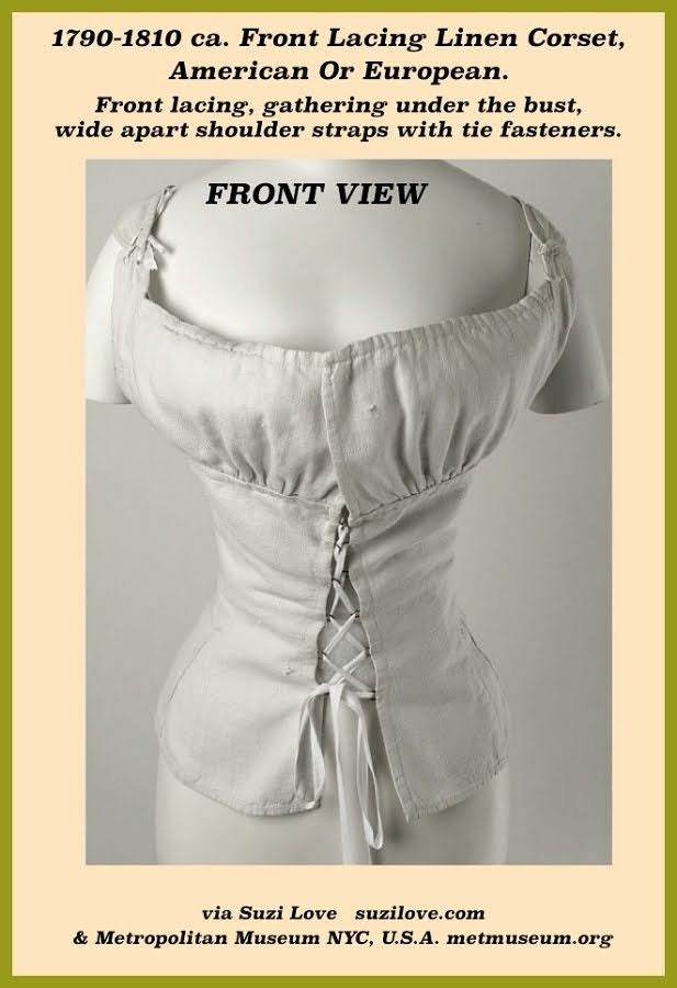 corsets_1790-1810 ca. Front View. Linen and Metal Corset, American Or European. Front Lacing. via metmuseum.org.
