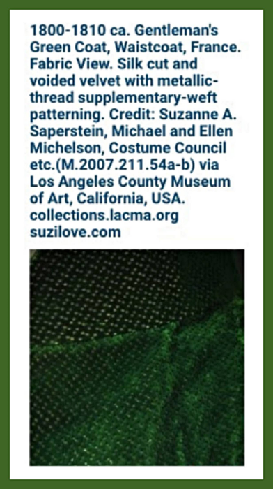 1800-1810_GentlemansGreenCoat_FabricView