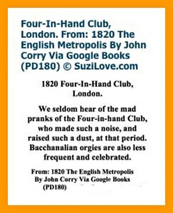 1820 8. Four In Hand Club. via The English Metropolis By John Corry. via google books.