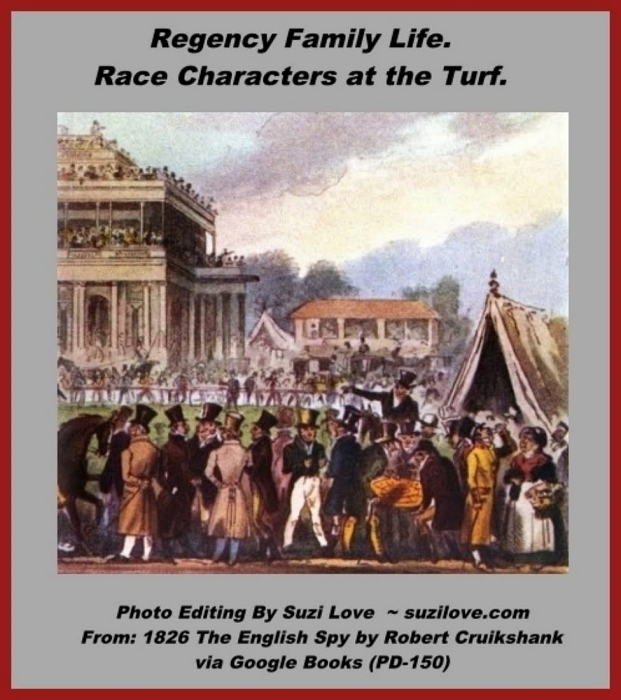 1826 Race characters at the turf, Regency Sporting Life. via 1826 The English Spy By English Cartoonist, Robert Cruikshank.