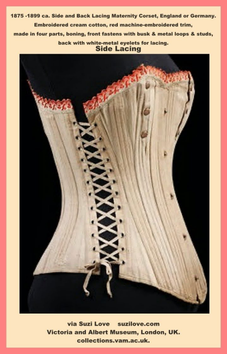 1875-1899 ca. Side Lacing Maternity Corset, Possibly England Or Germany. SideView. via collections.vam.ac.uk