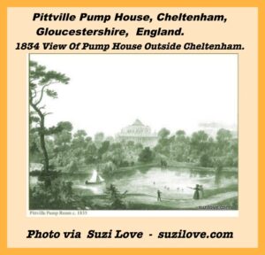 1834 View Of Pump House Outside Cheltenham. Pittville Pump House, Cheltenham, Gloucestershire, England.