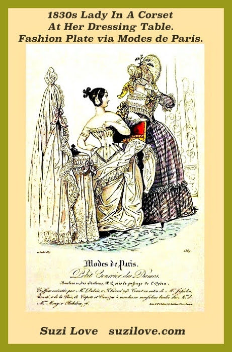 corset_1830s_Lady In Corset At Dressing Table. Modes de Paris.