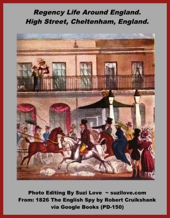 1826 Sights the Bridgertons and Jane Austen Saw Around Regency England. The sights that the families and friends would have seen around while traveling around England. via 1826 The English Spy By Robert Cruikshank via Google Books (PD-150)