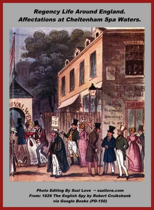 1826 Sights the Bridgertons and Jane Austen Saw Around Regency England. The sights that the families and friends would have seen around while traveling around England. via 1826 The English Spy By Robert Cruikshank via Google Books (PD-150)