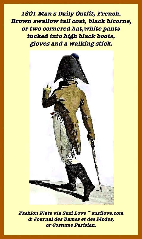 1801 Typical Gentlemen's Fashions for the early Regency Era, or Jane Austen's times. #RegencyFashion #JaneAusten #HistoricalFashion https://books2read.com/SuziLoveFashionMen1800-1819