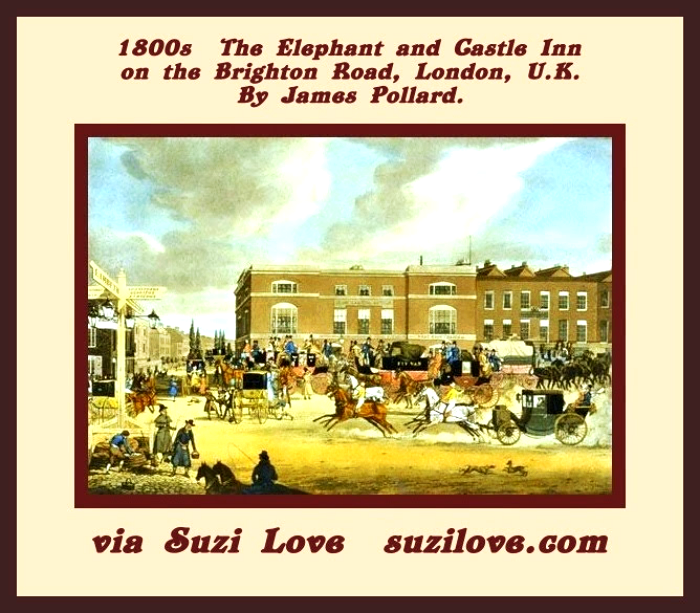 mailcoach_Inn_1800s_The Elephant and Castle on the Brighton Road, by James Pollard_Sml