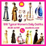1818 Typical Women's Daily Outfits. Collage By Suzi Love.
